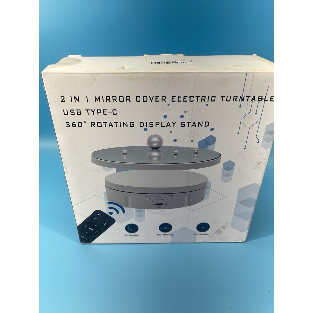 360° Rotating Display Stand Mirror Electric Turntable USB-C Remote